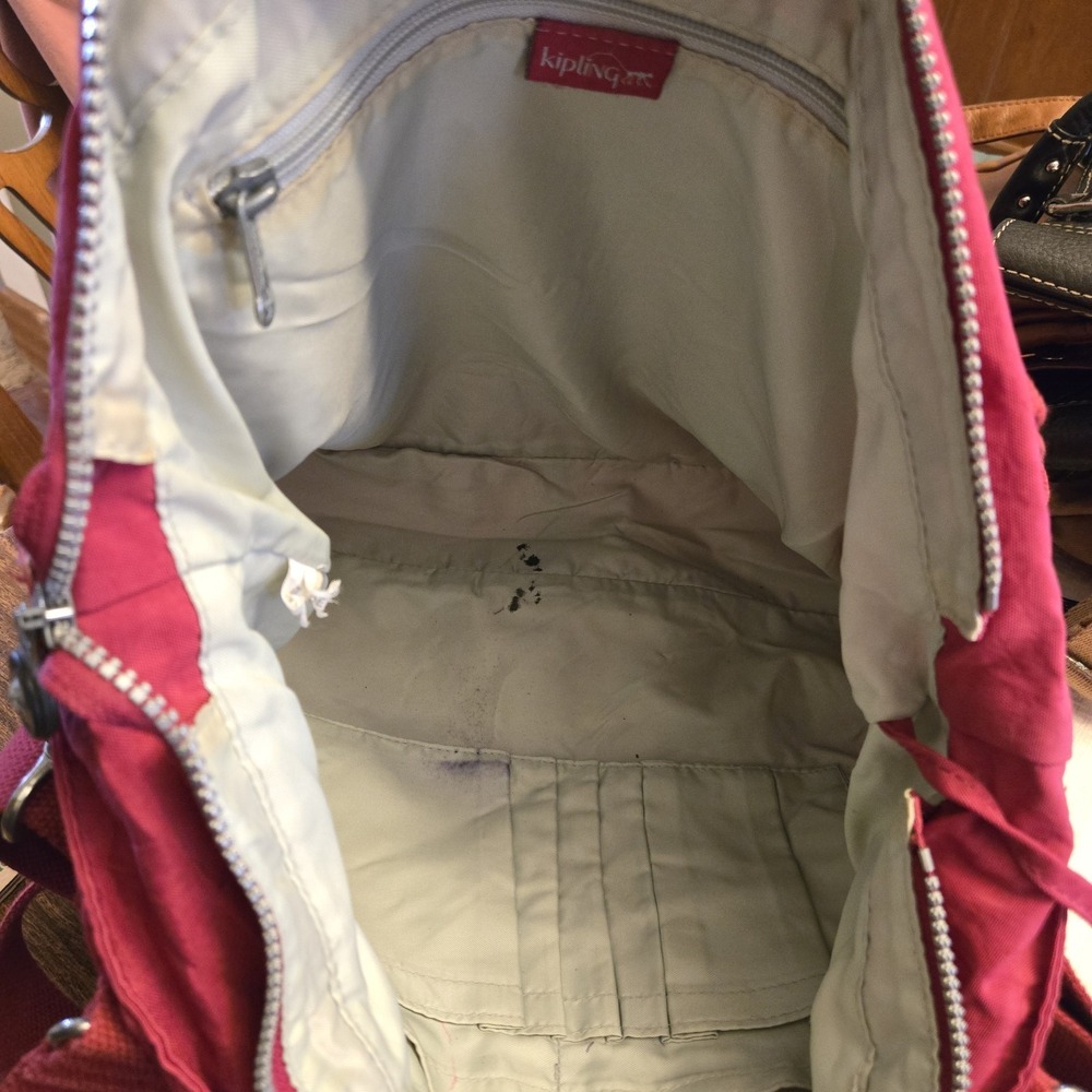 Kipling Digigo TM4889 Burgundy/ Pink Laptop Messenger Bag Crossbody Luggage READ - Picture 8 of 14